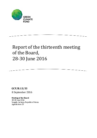 Download Report of the thirteenth meeting of the Board, 28-30 June 2016 Document cover for Report of the thirteenth meeting of the Board, 28-30 June 2016