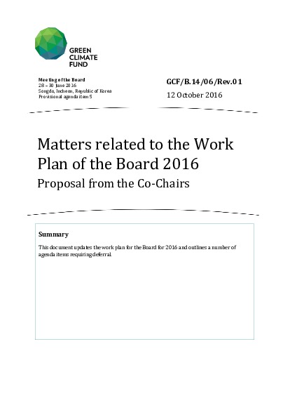 Download Matters related to the Work Plan of the Board 2016: Proposal from the Co-Chairs Document cover for Matters related to the Work Plan of the Board 2016: Proposal from the Co-Chairs