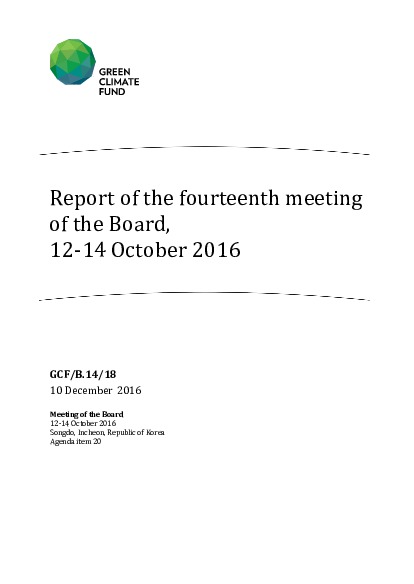Download Report of the fourteenth meeting of the Board, 12-14 October 2016 Document cover for Report of the fourteenth meeting of the Board, 12-14 October 2016