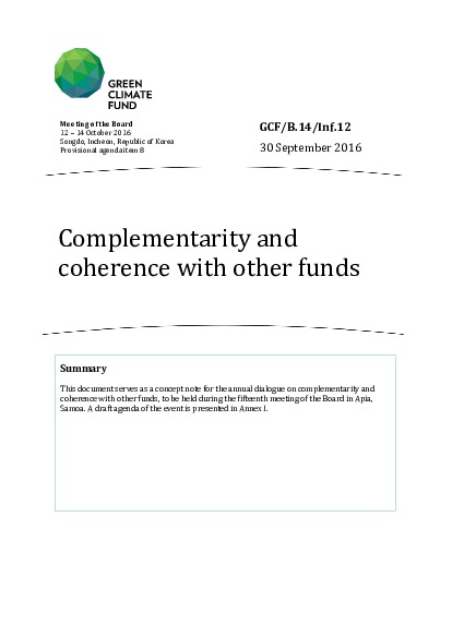 Document cover for Complementarity and coherence with other funds