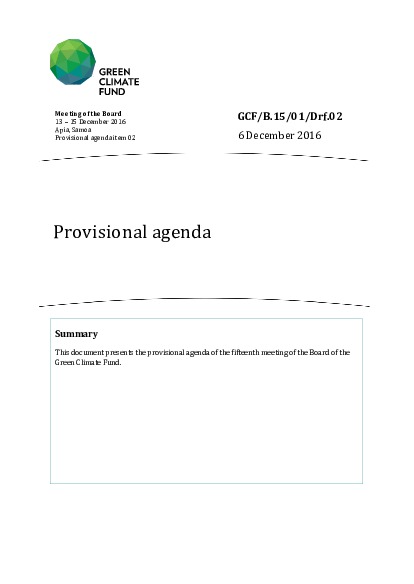 Document cover for Provisional agenda