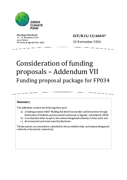 Document cover for Funding proposal package for FP034