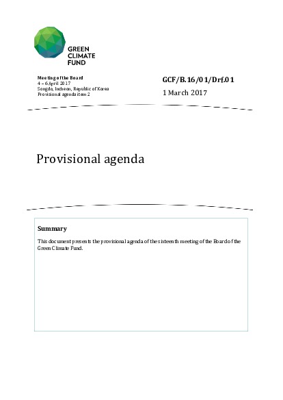 Document cover for Provisional Agenda