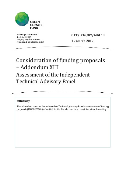 Document cover for Independent Technical Advisory Panel’s assessment