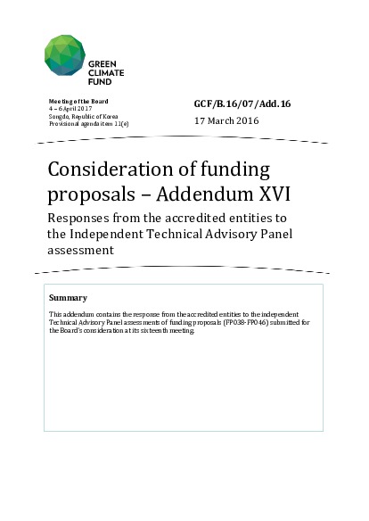 Document cover for Response from the accredited entities to the Independent Technical Advisory Panel assessment