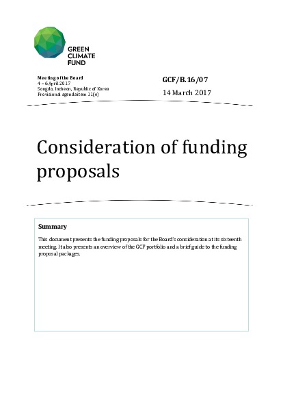 Document cover for Consideration of funding proposals