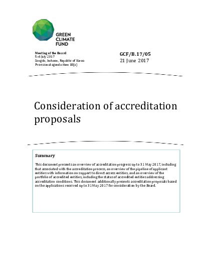 Document cover for Consideration of accreditation proposals