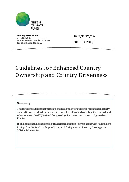 Document cover for Guidelines for Enhanced Country Ownership and Country Drivenness