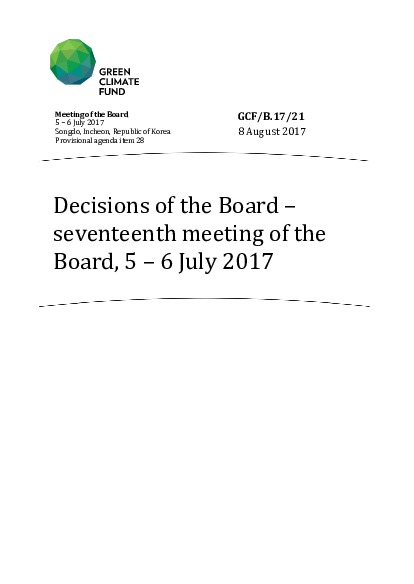 Document cover for Decisions of the Board – seventeenth meeting of the Board, 5 – 6 July 2017