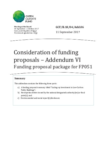 Document cover for Funding proposal package for FP051