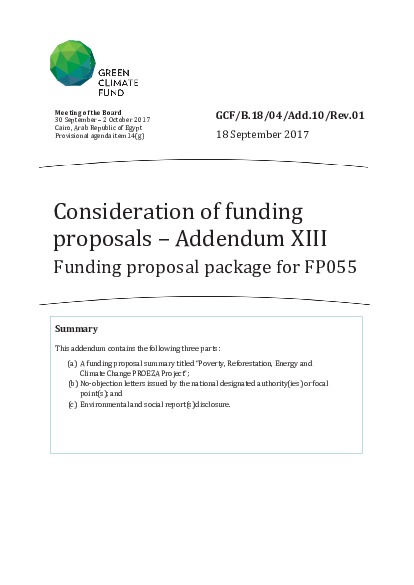 Document cover for Funding proposal package for FP055