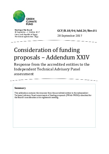 Document cover for Consideration of funding proposals - Addendum XXIV: Response from the accredited entities to the Independent Technical Advisory Panel assessment