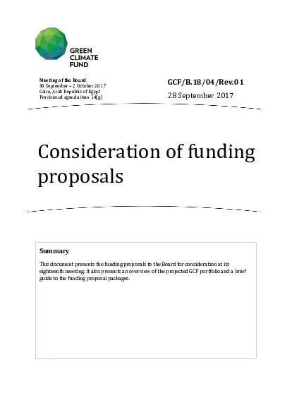 Document cover for Consideration of funding proposals