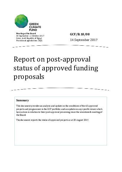 Document cover for Report on post-approval status of approved funding proposals