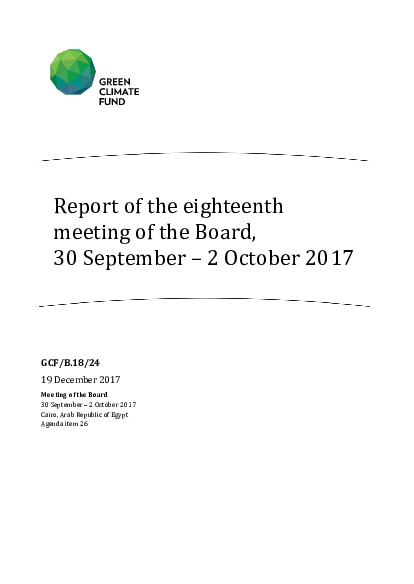 Document cover for Report of the eighteenth meeting of the Board, 30 September – 2 October 2017