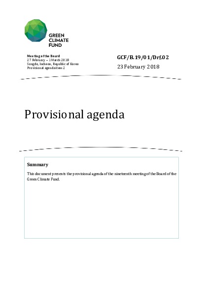 Document cover for Provisional agenda