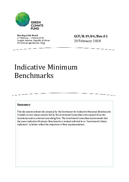 Document cover for Indicative Minimum Benchmarks