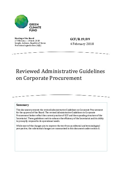 Document cover for Reviewed Administrative Guidelines on Corporate Procurement