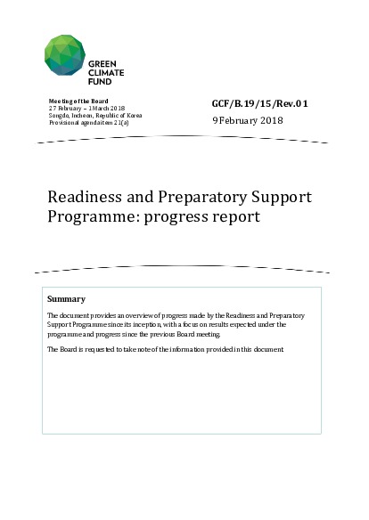 Document cover for Readiness and Preparatory Support Programme: progress report