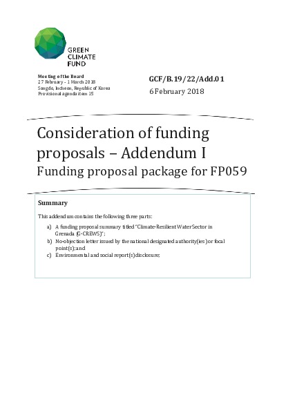 Document cover for Funding proposal package for FP059