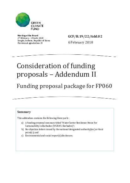 Document cover for Funding proposal package for FP060