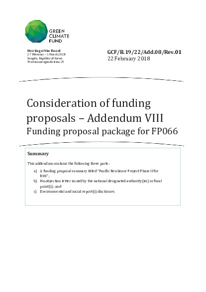 Document cover for Funding proposal package for FP066