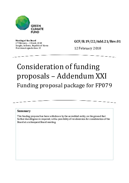 Document cover for Funding proposal package for FP079