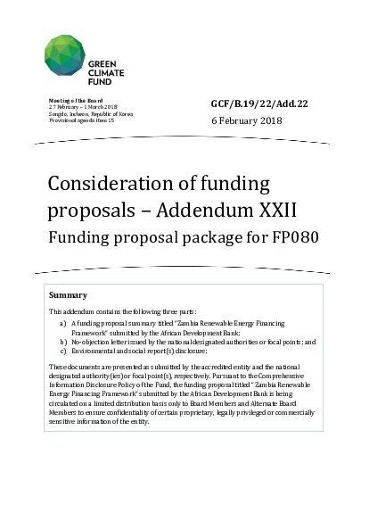 Document cover for Funding proposal package for FP080
