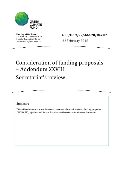 Document cover for Consideration of funding proposals - Addendum XXVIII: Secretariat's review