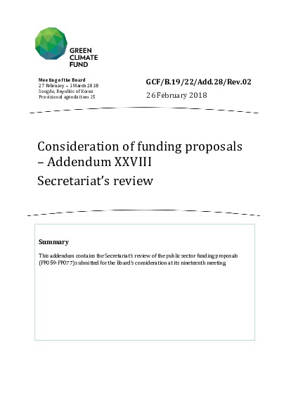 Download Consideration of funding proposals - Addendum XXVIII: Secretariat's review Document cover for Consideration of funding proposals - Addendum XXVIII: Secretariat's review