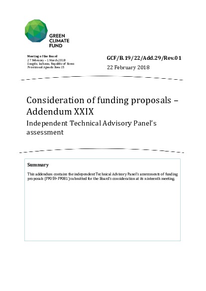 Document cover for Consideration of funding proposals – Addendum XXIX: Independent Technical Advisory Panel’s assessment