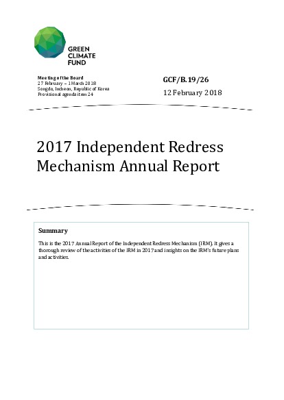 Document cover for 2017 Independent Redress Mechanism Annual Report