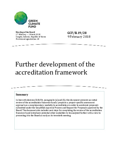 Document cover for Further development of the accreditation framework