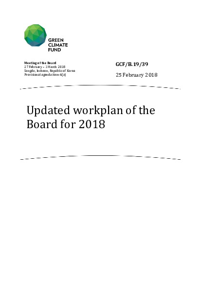 Document cover for Updated workplan of the Board for 2018