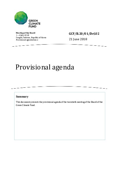 Document cover for Provisional agenda