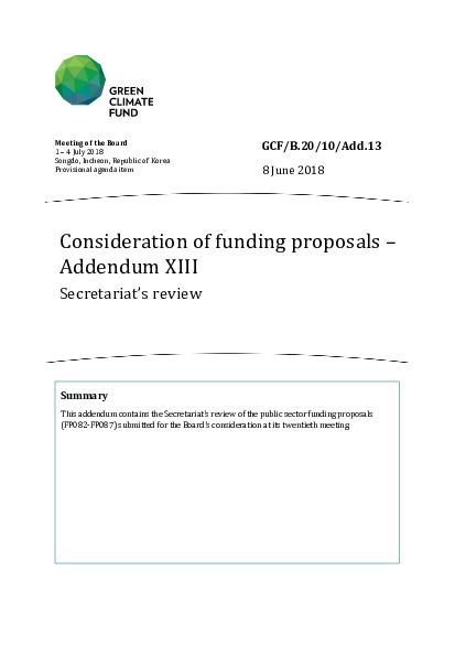Document cover for Consideration of funding proposals – Addendum XIII Secretariat’s review