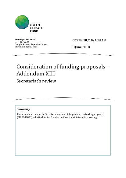 Download Consideration of funding proposals – Addendum XIII Secretariat’s review Document cover for Consideration of funding proposals – Addendum XIII Secretariat’s review