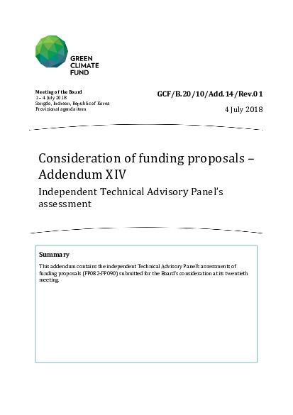 Document cover for Consideration of funding proposals – Addendum XIV Independent Technical Advisory Panel’s assessment