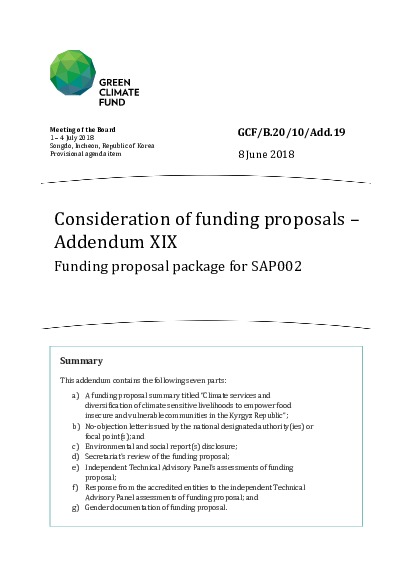 Download Consideration of funding proposals – Addendum XIX Funding proposal package for SAP002 Document cover for Consideration of funding proposals – Addendum XIX Funding proposal package for SAP002