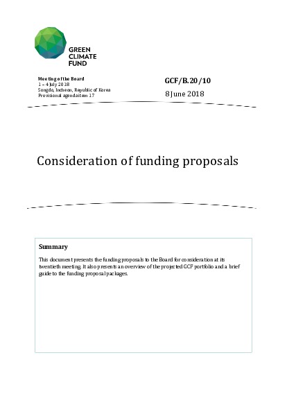 Document cover for Consideration of funding proposals