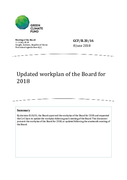 Document cover for Updated workplan of the Board for 2018