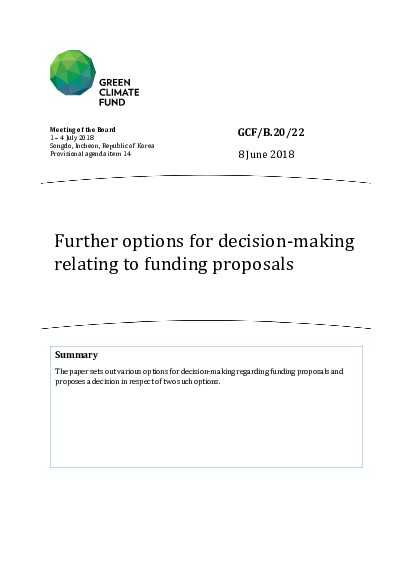 Document cover for Further options for decision-making relating to funding proposals