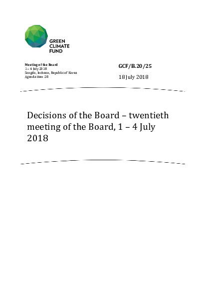 Document cover for Decisions of the Board – twentieth meeting of the Board, 1 – 4 July 2018