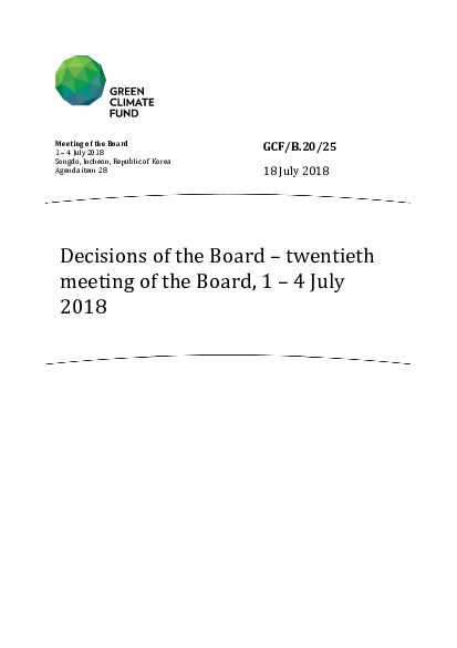 Download Decisions of the Board – twentieth meeting of the Board, 1 – 4 July 2018 Document cover for Decisions of the Board – twentieth meeting of the Board, 1 – 4 July 2018
