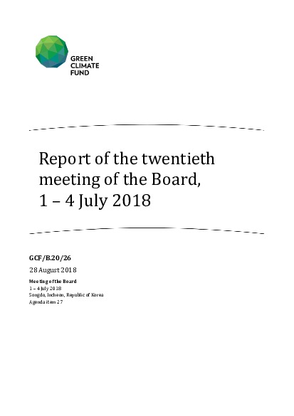 Download Report of the twentieth meeting of the Board, 1 – 4 July 2018 Document cover for Report of the twentieth meeting of the Board, 1 – 4 July 2018
