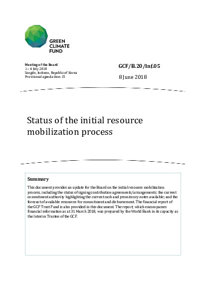 Download Status of the initial resource mobilization process Document cover for Status of the initial resource mobilization process