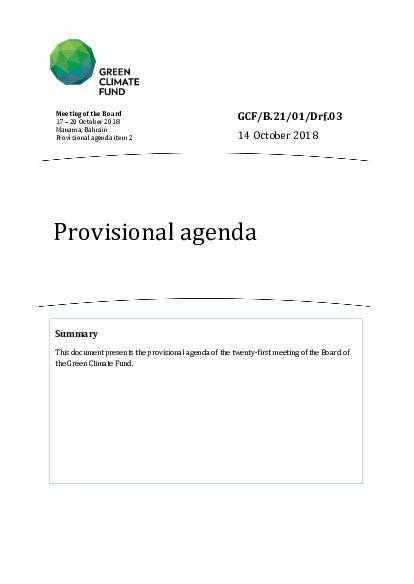 Document cover for Provisional agenda