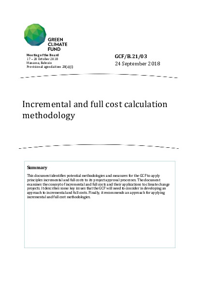 Document cover for Incremental and full cost calculation methodology