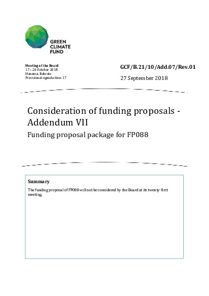 Document cover for Consideration of funding proposals - Addendum VII: Funding proposal package for FP088