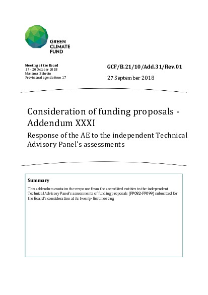Document cover for Consideration of funding proposals - Addendum XXXI: Response of the AE to the independent Technical Advisory Panel's assessments